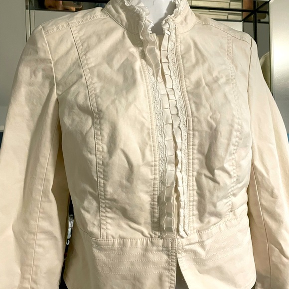 Smart Set vintage embroidered & lace trim fitted military cream blazer size S - Picture 3 of 3